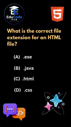 ✅ What is the Correct File Extension for an. HTML File ? 🤔 #HTMLQuiz #quiz