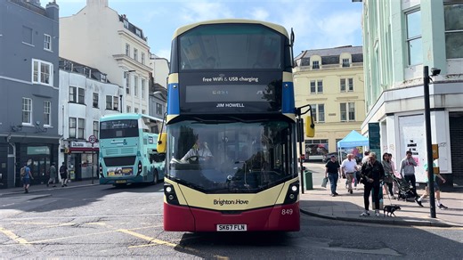 Brighton & Hove BH4 Route49 Livery 849 (SK67 FLN) Wrightbus Streetdeck Arriving Into The Old Stiene (Now Pedestrian) On The 49 To East Moulscomb | #bus #BH849 #SK67FLN #wrightbustreetdeck #oldsteine