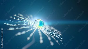 The abstract flower made of transparent spheres diffuses light and waves. The video is in a loop.