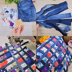 try sewing your own jeans with plaid pattern. Simple and fun great pillow ideas series | Decor And Knitting