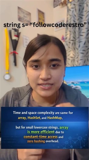 Gyani Kumari on Instagram: "Part - 2 | First Repeated Character🚀 Can you solve this in O(N)? ⚡ Full Logic & Code in the video! 📸 🚀 Save and Share this with your friend for upcoming Interviews. 🔔 Follow @Coderestro for more career-defining tech roadmaps! Comment “STRING” if you want the full C++ efficient implementation! 💻 #dsa #interview #leetcode #placement #Coderestro"