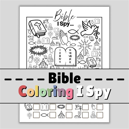 Printable Bible I Spy Coloring Page | Christian Seek and Find Game for Kids | Sunday School Activity | Bible Coloring Activity | Church Game - Etsy