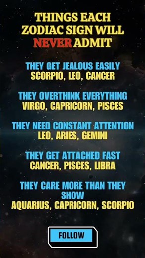 Things Each Zodiac Sign Will Never Admit #zodiac #starsigns