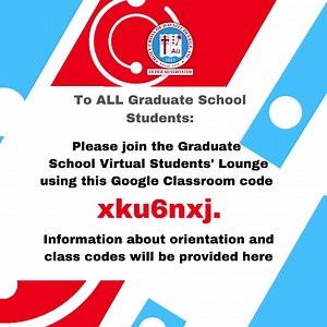 3.1K views · 55 reactions | ALL GRADUATE SCHOOL STUDENTS: Please join the Graduate School Virtual Students' Lounge using this Google Classroom code xku6nxj. Information about orientation and class codes will be provided here. Thank you! | Holy Cross of Davao College | Facebook