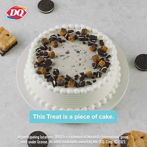 Cake with OREO cookie pieces, brookie pieces, AND soft serve? YUM! Order a NEW OREO® Brookie BLIZZARD Treat Cake at DQ.com! | Dairy Queen
