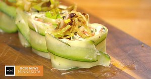 Cucumber rolls are an easy, healthy appetizer for Fourth of July