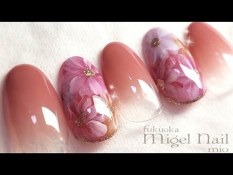 手描き秋フラワーネイルアート2019(Autumn flower nailart)