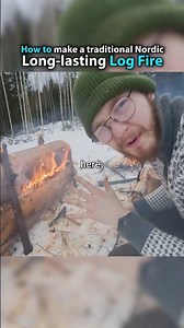 How to make a traditional Nordic long-lasting log fire (rakovalkee) #camping #survival #bushcraft