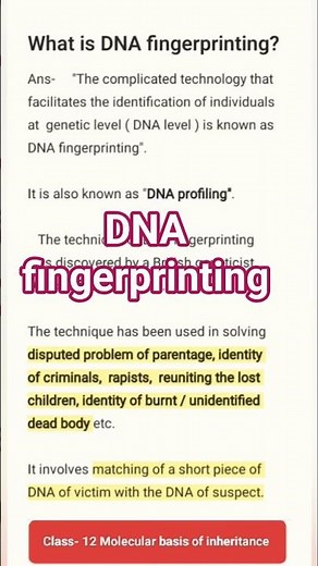 Class-12. DNA fingerprinting# applications.