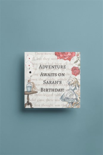 Personalised Alice in Wonderland Card Birthday Card, Gift Tag Included - Etsy