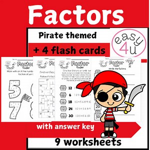 Factor Practice Worksheets  Pirate-Themed Math Centers and Number Games