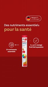 La solution tout-en-un pour ceux qui cherchent à complémenter leur alimentation en toute simplicité: Doppelherz aktiv A-Z comprimés effervescents avec 21 nutriments essentiels. *Marque n°1 dans la catégorie OTC (NielsenIQ AGM, valeur des ventes, distributeurs alimentaires pharmacies DE, MAT février 2024, Copyright © 2024, Nielsen Consumer LLC)" | Doppelherz