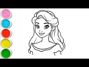 How to draw cute Cinderella, beautiful Disney Princess coloring and painting for kids