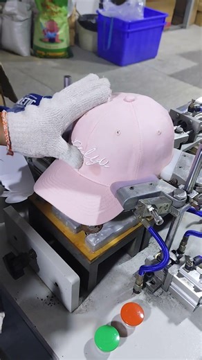 Pink embroidered straight brimmed cap #customheadwear #hatfactory #baseballcap #customcaps