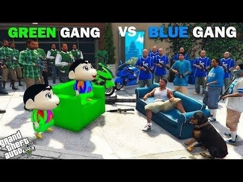 Shinchan Green Gang vs Franklin Blue Gang Biggest Challenge in GTA 5