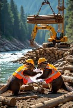 Beavers Go High-Tech: Cutting Trees with Machines! 🦫⚙️