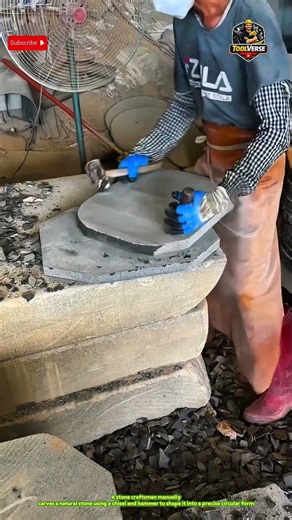Manual Stone Carving Process to Shape a Circular Stone #HandTools