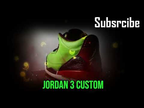 Lime Green & Maroon Jordan 3 Custom 🔥 Gloss Details & Bold Elephant Print