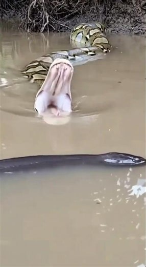 Python Meets an Electric Eel in a Muddy River — What Happens Next Is Unreal