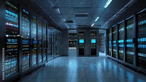 Exploring the Digital Backbone: A 4K Journey Through a Server Corridor and Data Center