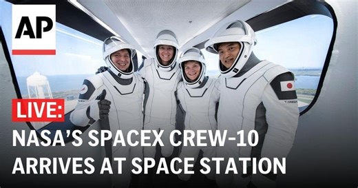 LIVE: NASA’s SpaceX Crew-10 docking to the International Space Station