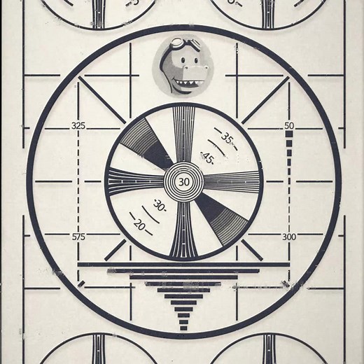 In 1938, RCA introduced the poorly-named Indian head test pattern which became universally used to calibrate black and white broadcasts. | Timehop