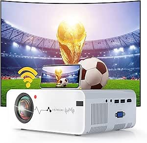 Mini Projector, Portable WiFi Movie Projector for Outdoor Use, 8000L 1080P HD and 200'' Screen Supported, with Great Sound Quality for Home Theater Video, Compatible with iPhone/iOS/Android/HDMI/TV