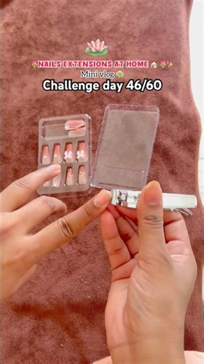 Challenge Day 46/60 ￼🌷 nail extension at home tutorial ❤️❤️￼