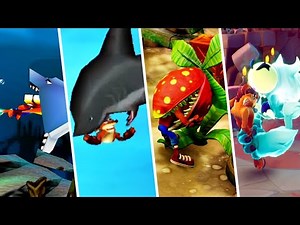 Evolution of Crash Bandicoot being eaten (1996 - 2020)