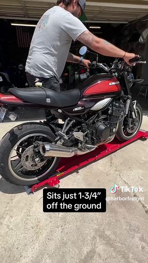 The Pittsburgh 1250 lb. Capacity Low-Profile Motorcycle Dolly provide maneuverability when positioning or moving your bike. Perfect for storage in tight spaces. #motorcycle #HarborFreight