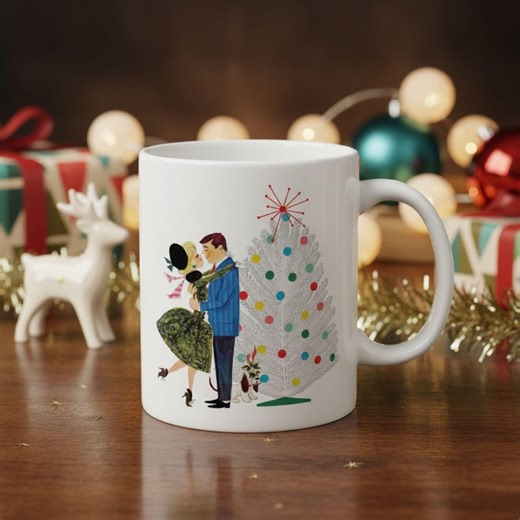 Retro 50s Christmas Mug Mid Century Modern Kitsch Holiday Drinkware - Etsy