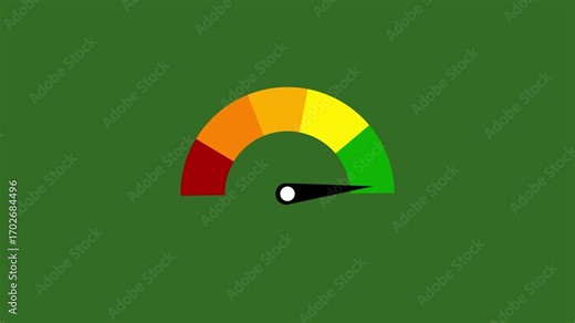 Colorful Speedometer or Tachometer Motion Progress on a transparent background.Speedometer Animation. Rating Meter at zero credit score rating scale animation.