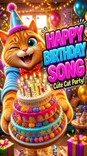 🎂 Happy Birthday Song 🎉 | Cute Cat's 3D Animated Party 🐱 | Best Birthday Celebration