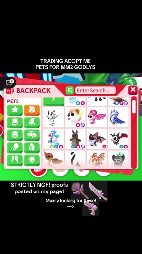 Trading Adopt Me Pets for MM2 Godly Items