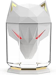 Cool Mist Humidifier Wolf Humidifier with Colorful Light Changing, 650ml Water Tank for Up to 10 Hours of Mist, Timing-AutoShut Off, Quiet Variable Mist for Baby Office & Whole House (White)