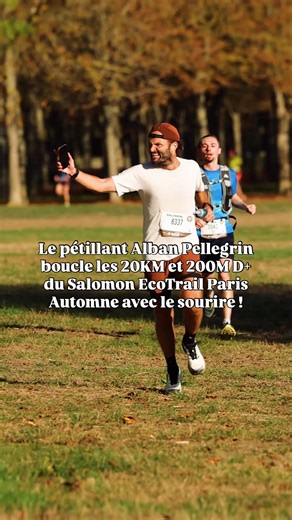 🔥 𝙏𝙊𝙐𝙅𝙊𝙐𝙍𝙎 𝙀𝙉 𝙁𝙊𝙍𝙈𝙀 ! L’aventurier Alban Pellegrin (🇫🇷) s’est régalé sur les 20K du Salomon EcoTrail Paris Automne ! 🍂🏃‍♂️ Un an après son défi XXL des 72 marathons en 72 jours, Alban n’a rien perdu de sa joie de vivre ! Une dernière ligne droite tout sourire, comme il sait si bien le faire ! 🙌 ⏱️ Chrono final → 1h24’07 ⚡ Allure moyenne → 4’12/km 🚀 Vitesse moyenne → 14,3 km/h 🏃 20 kilomètres et 200 m de D 👟 Salomon 𝗔𝗘𝗥𝗢 𝗕𝗟𝗔𝗭𝗘 𝟰 𝗚𝗥𝗩𝗟 𝗚𝗧𝗫 aux pieds Une bell