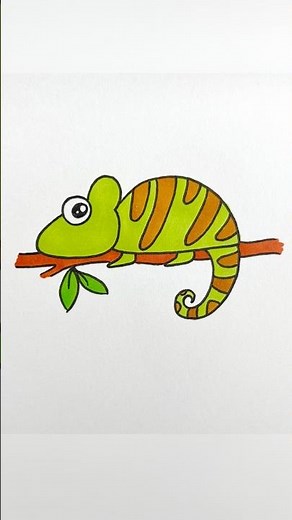 How to draw a chameleon | easy drawing for kids #simple #artforkids #diy #kidsart #animals #ytshorts