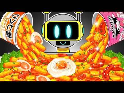 ASMR | FUN BOT Eating Mukbang Fire Noodle vs Tteokbokki | Incredibox Sprunki Animation