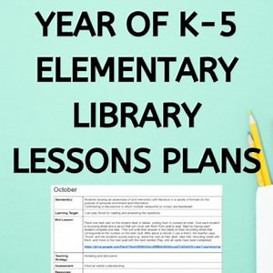 Year of Elementary Library Media Center Lesson Plans for Grades K-5 - Etsy Canada