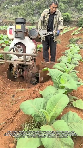 "Old-School Farming Magic: Oil-Powered Tiller Saves Time in Tobacco Fields! 🌾🔥"