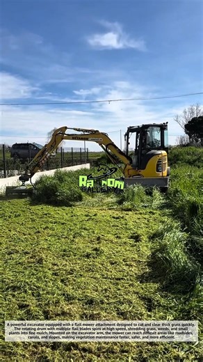 Amazing, Powerful Excavator Mower Easily Clears Thick Grass in Seconds!