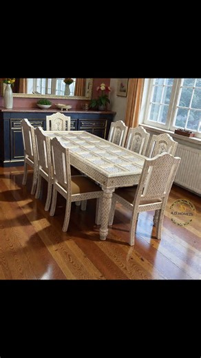 AD Homezs | Timeless Elegance in Bone Inlay ✨ Elevate your dining space with this exquisite bone fitted Ambose hand-painted dining table, paired with... | Instagram