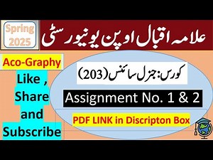 ⏩ AIOU Code 203 Solved Assignment No.1 & 2 Spring 2025 || Subject: General Science || Level: Matric