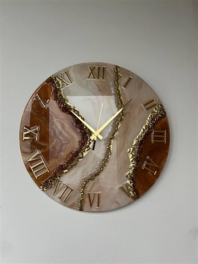 Golden Rhythm Wall Clock | Elegant Resin Home Decor - Etsy
