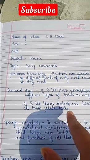 science lesson plan / the body movement