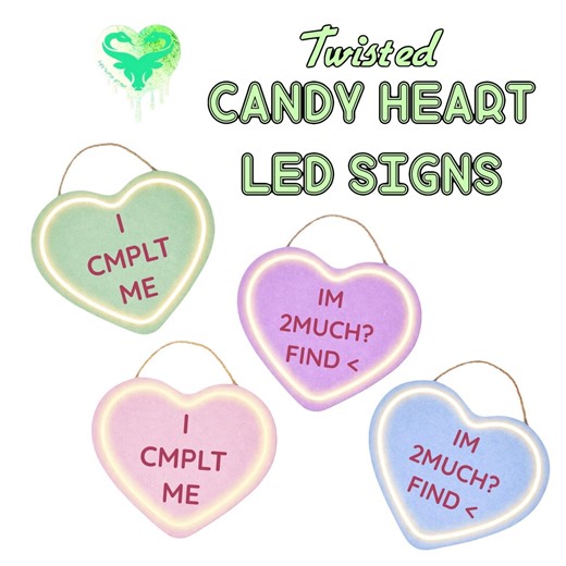Twisted Candy Heart LED Sign – Hand-painted Wood, Anti-valentine Candy Heart Decor - Etsy