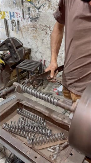 Handcrafted Iron Guitar Spring on Lathe Machine | Simple Metal Craft #diy #shorts