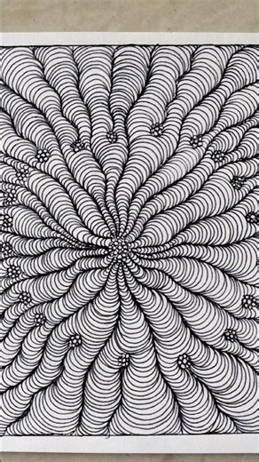 Mesmerizing Abstract Line Art Drawing | Easy Black Pen Pattern Art ✨#shorts