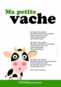 Ma petite vache paroles de la comptine à télécharger gratuitement
