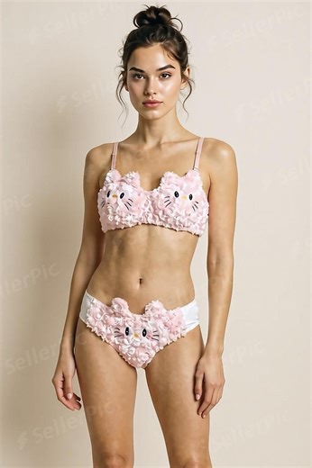 Kawaii Cat Lingerie Set – Plush Hello Kitty Bra & Panty – Soft Furry Anime Underwear – Pastel Cute Sleepwear Valentines Day Gift - Etsy